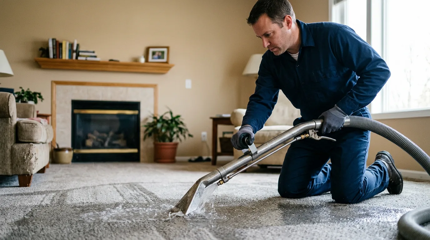 Water damage restoration technician working near Hillsboro, IN